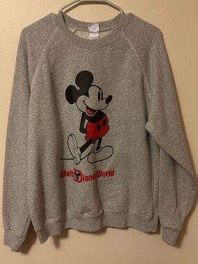 Disney Gray Crewneck Sweatshirt with Mickey Mouse Graphic